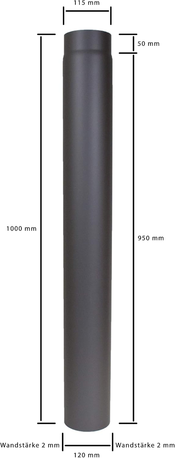 LANZZAS Ofenrohr 1000 mm im Durchmesser, DN Ø 120 mm, Farbe: gussgrau - weitere Rohre aus unserem So