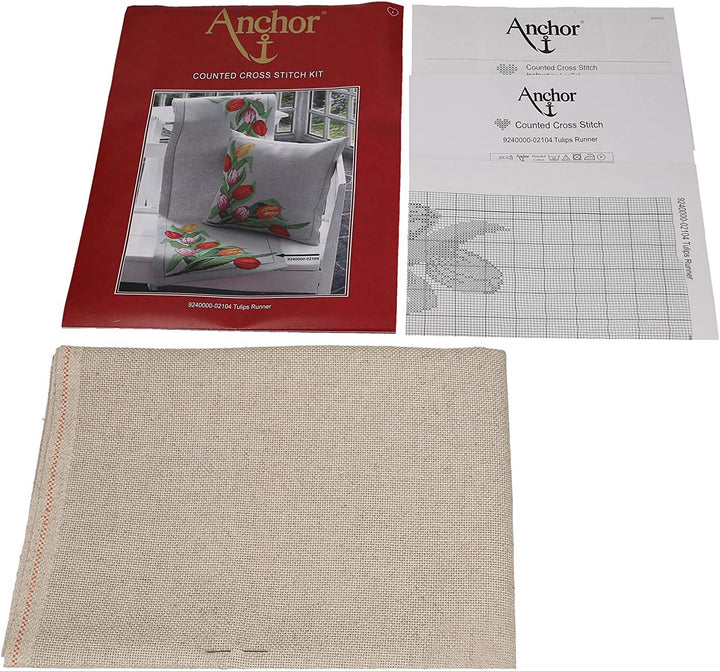 Anchor Stichset Kreuzstich-Set, 100% Baumwolle, Mehrfarbig, 140x240cm Poppy, Daisy and Bluebell, Pop