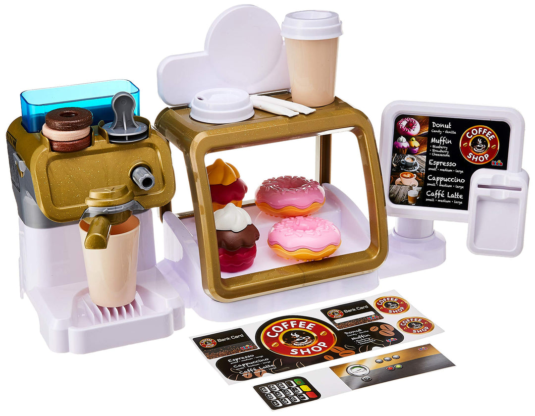 Theo Klein 9528 Coffee Shop I Espresso-Bar mit Wasserdurchlauffunktion und Touchdisplay I Inkl. Zube
