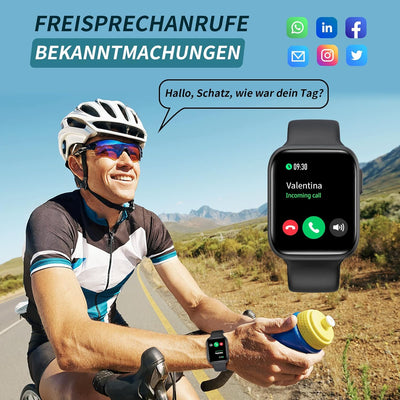 Bebinca Smartwatch telefonfunktion und Whatsapp 1,75" HD super grosser Bildschirm,Menü Float,28 Spri