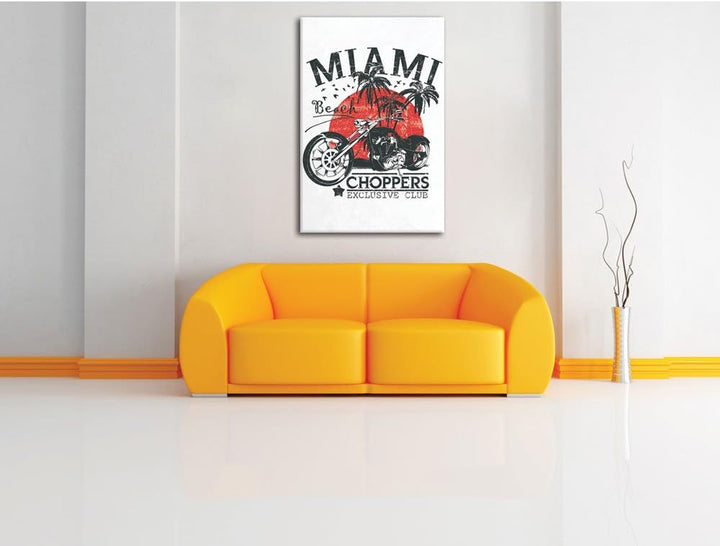 Pixxprint Miami-Choppers White Bild auf Leinwand, XXL riesige Bilder fertig gerahmt mit Keilrahmen,