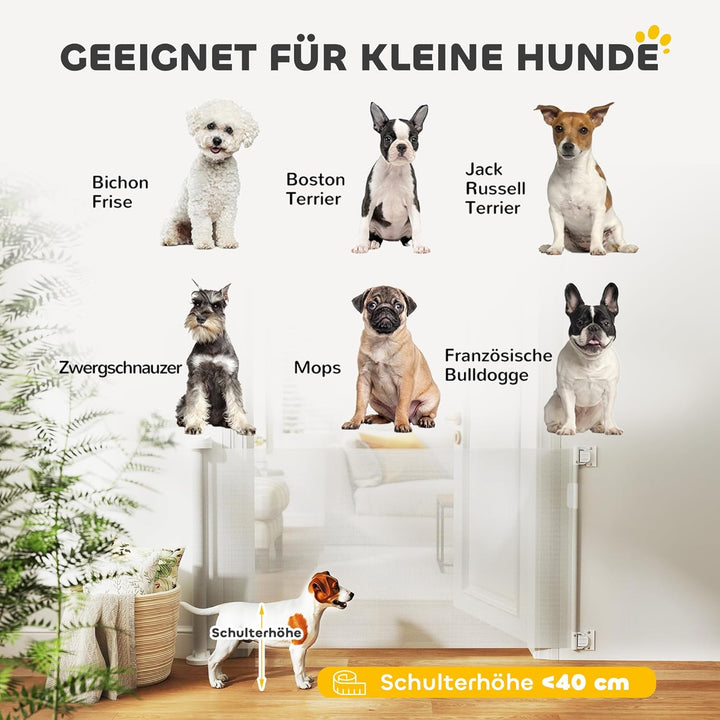 PawHut Treppenschutzgitter Ausziehbar 0-136cm 87 cm Hoch Türschutzgitter Treppenschutzrollo Absperrg