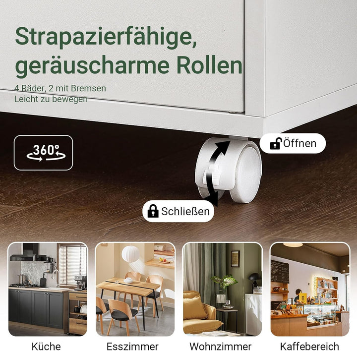 SoBuy FRG241-W Küchenschrank Küchenwagen Rollschrank Getränkewagen Mikrowellenschrank mit 2 Ablagen