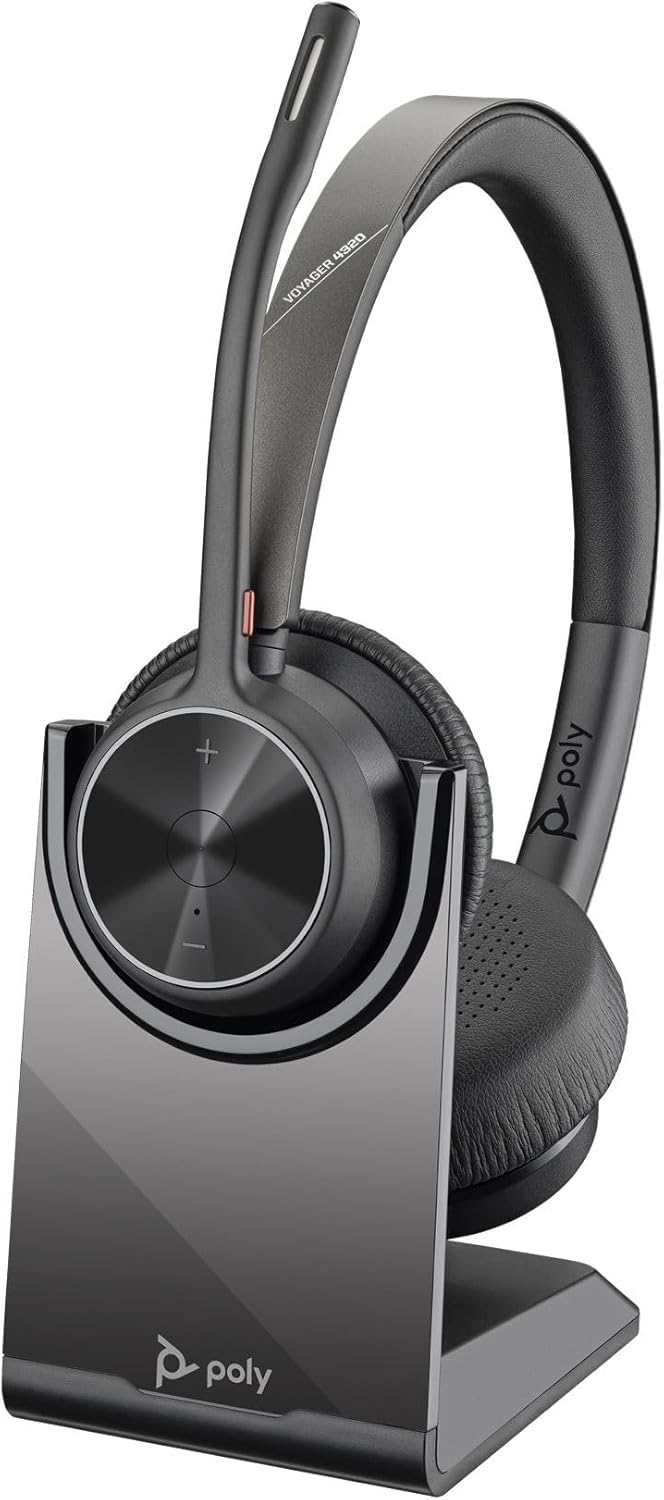 Plantronics Poly – schnurloses Voyager 4320 UC-Headset mit Ladestation (Plantronics) – Kopfhörer mit