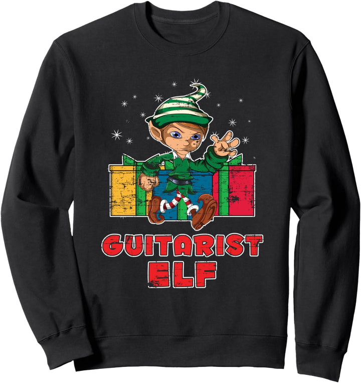 Gitarren Pajama Outfit Geschenk Gitarristen Weihnachtself Sweatshirt