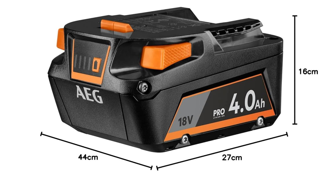 AEG - 125 mm Akku-Winkelschleifer 18 Volt, 9200 U/min mit 2 Pro Lithium-Akkus 4,0 Ah, Ladegerät und