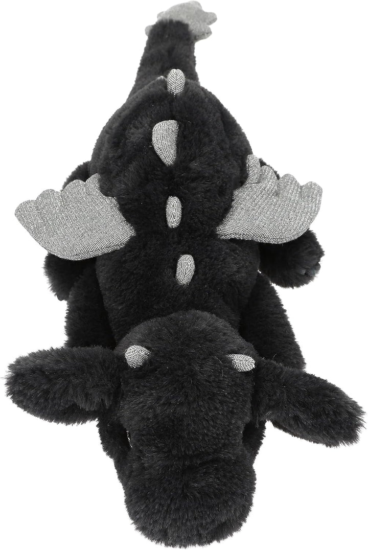 Depesche 14182 Snukis - Kuscheltier Drache in Schwarz und Silber, mit weichem Fell und Silber Glitze