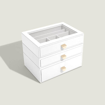 Stackers Pebble White Classic Jewellery Box - Set of 3 (with Drawers), White