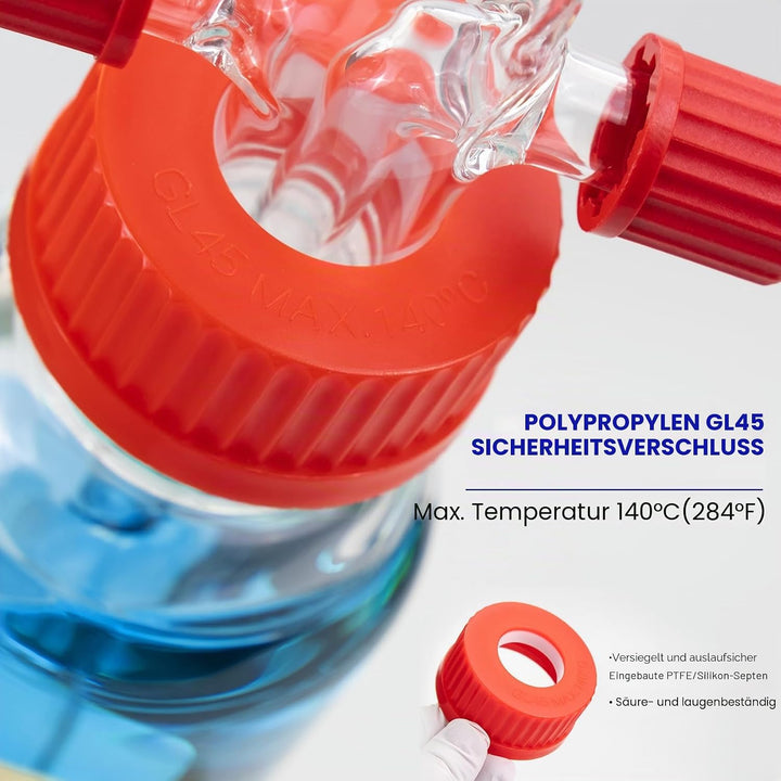 ALWSCI Gaswaschflasche Gas Washing Bottle, 250mL Graduierte Laborpufferflasche, Borosilikatglas-Labo