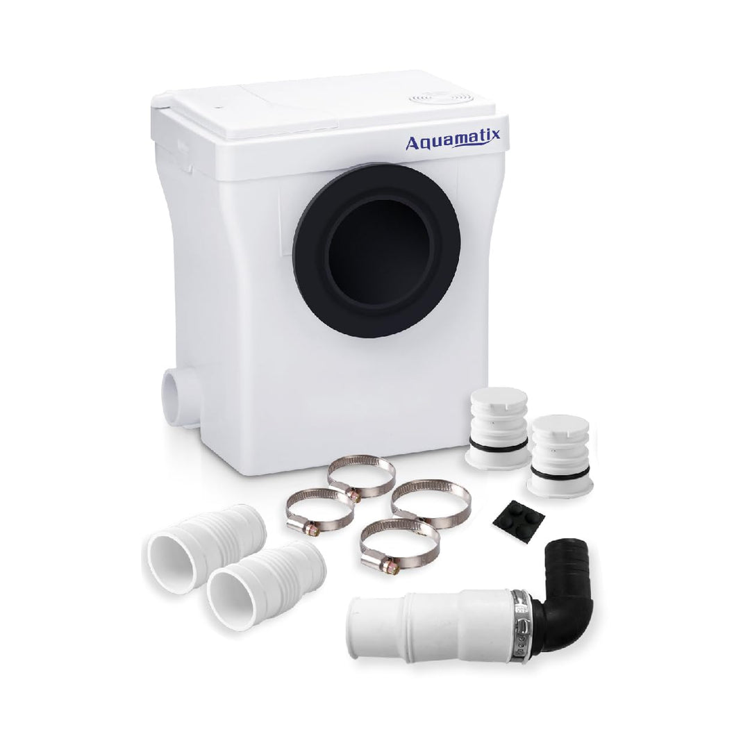 Aquamatix Cubo 400W Hebeanlage 145L/min Abwasserpumpe mit Kohlefilter 3 Eingänge für Toiletten, Wasc