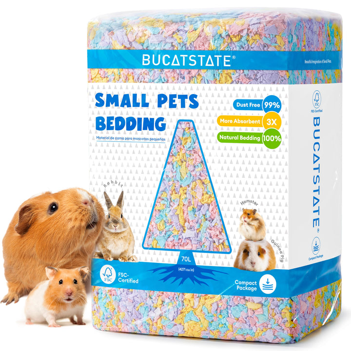 BUCATSTATE Hamsterstreu 70L, wirklich zu 99,9% staubfreie Papier-Einstreu für Nager mit Geruchskontr