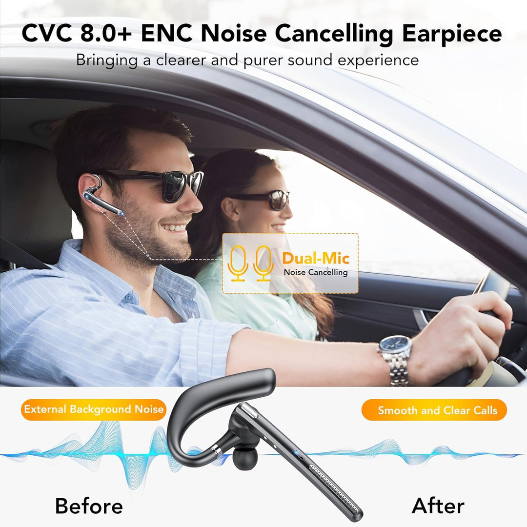 Bluetooth Headset V5.4, 100 Std Freisprecheinrichtung Wireless Headset mit LED-Ladebox, ENC Dual Ger