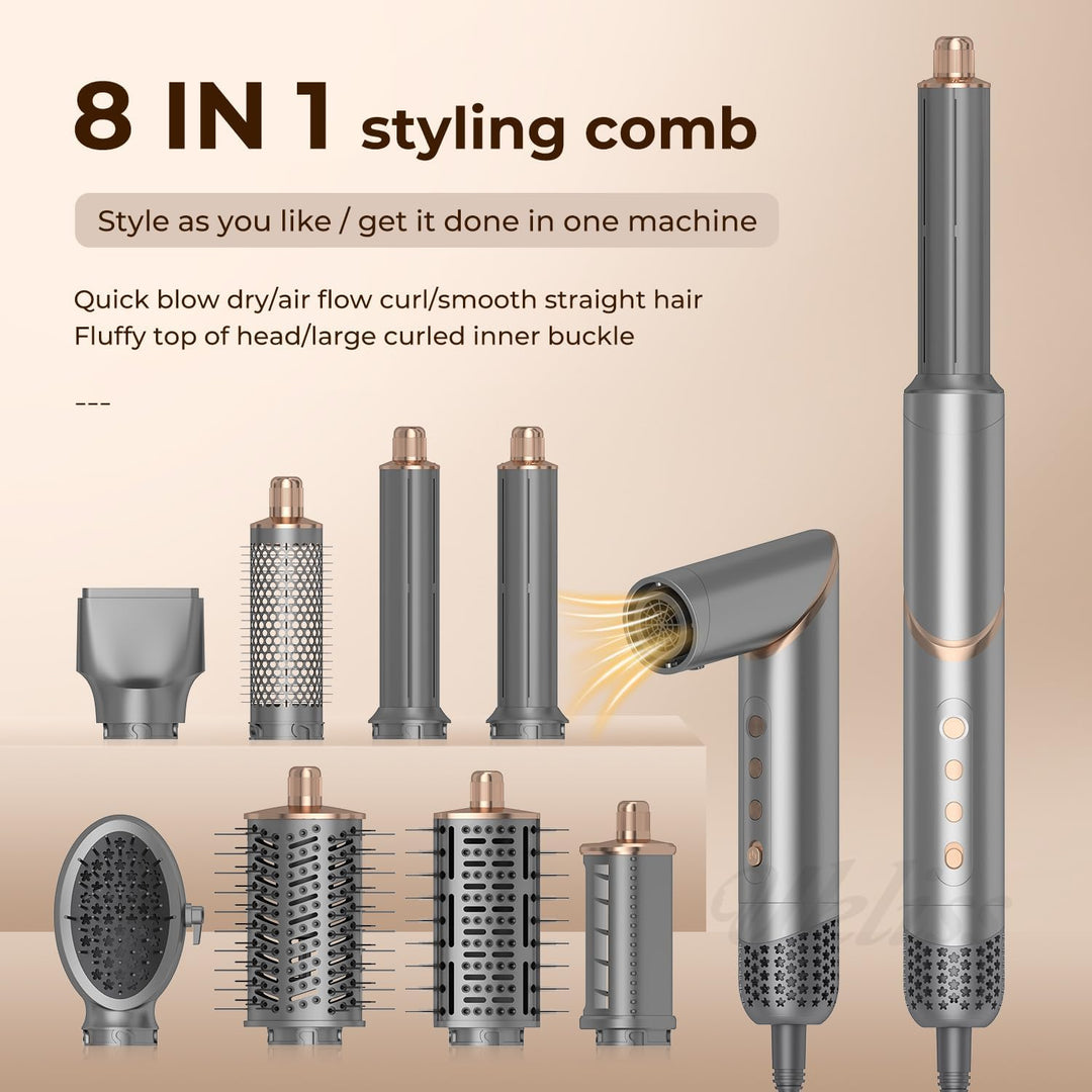 UKLISS 8 in 1 Pro Airstyler &amp; Ionen Haartrockner High Speed 110,000RPM Föhn Set mit Luft-Lockenstab
