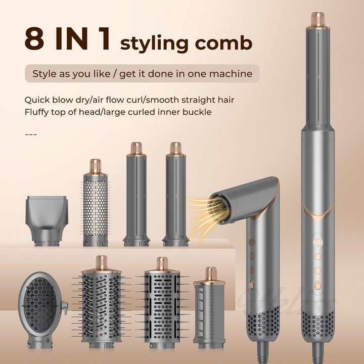 UKLISS 8 in 1 Pro Airstyler &amp; Ionen Haartrockner High Speed 110,000RPM Föhn Set mit Luft-Lockenstab