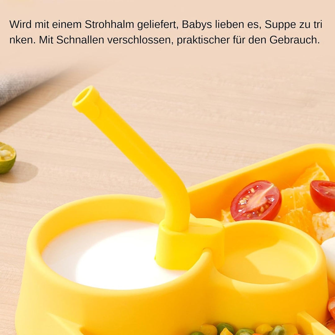Silicone Dining Plate, Portable Feeding Kit, Utensil with Divided Sections, Comfortable Tableware Pl