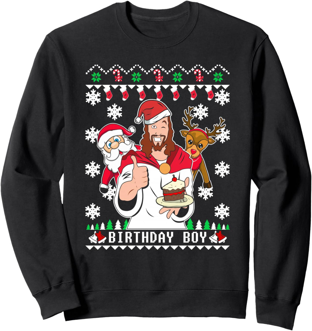 Birthday Boy Jesus Funny Ugly Christmas Sweatshirt