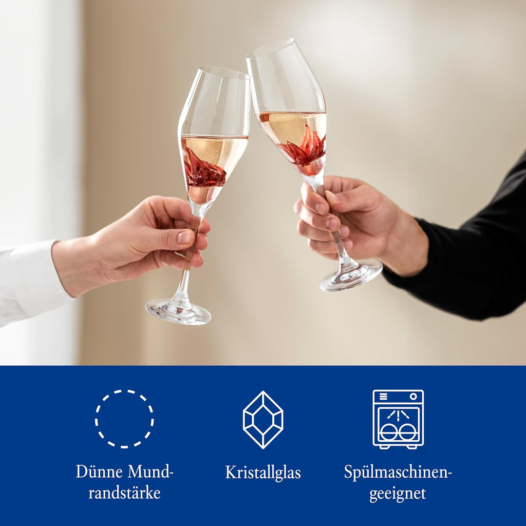 Villeroy & Boch – La Divina Champagnerkelch Set 4 teilig, Champagner Gläser, Sektkelche, hochwertige