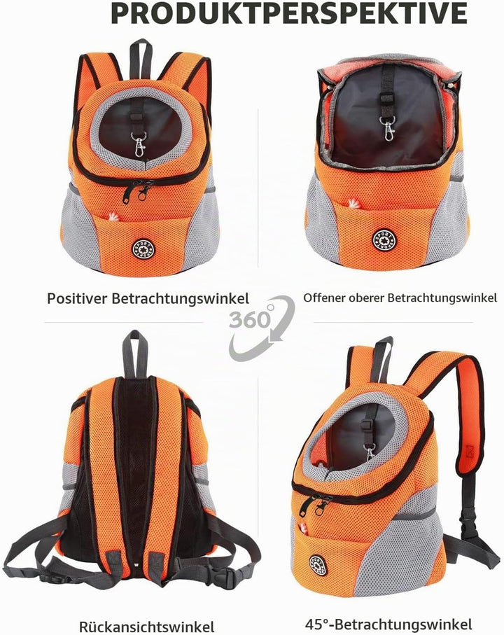 PETCUTE Hundetragerucksack,Verstellbarer Haustier Rucksack für Kleine Hunde und Katzen,Gepolsterter