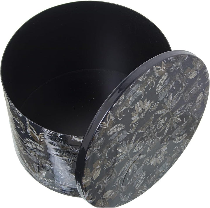 DRW Set mit 2 Boxen aus emailliertem Metall mit Leoparden, mehrfarbig, 19 x 19 x 13 cm