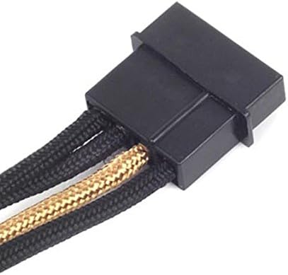 SilverStone SST-PP07-BTSBG - Netzteilverlängerungskabel 30cm Molex auf 4x SATA, schwarz/gold, SST-PP