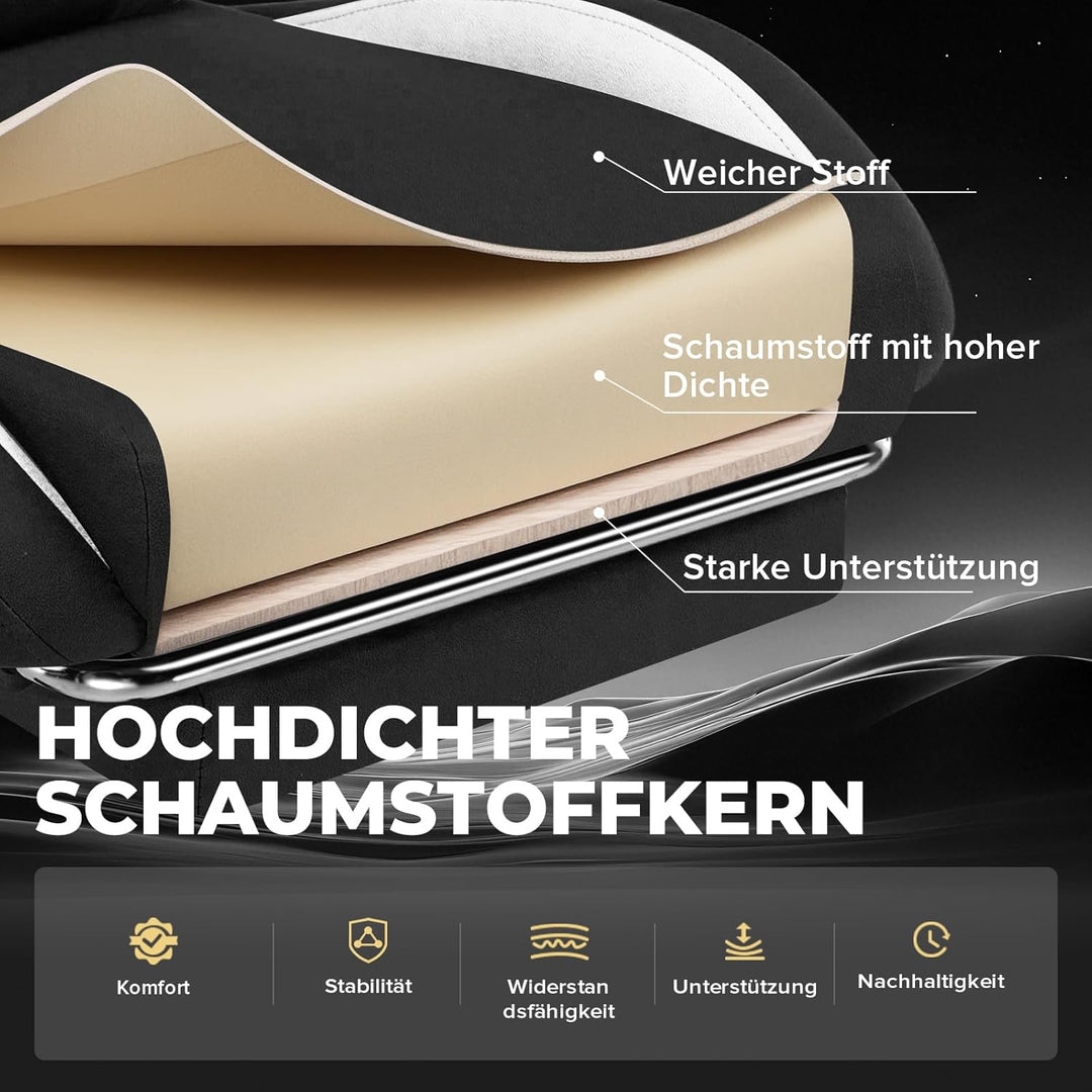 GTPLAYER Gaming Stuhl, Ergonomischer Gamer Stuhl aus Stoff mit Lendenwirbelstütze, PC-Stuhl mit verb