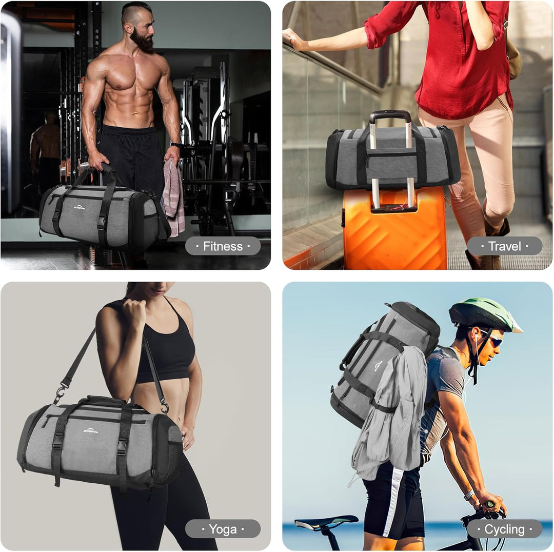 Sporttasche Herren + Rucksack-Funktion, 36L Reisetasche Damen, Sporttasche Damen mit Schuhfach, Nass