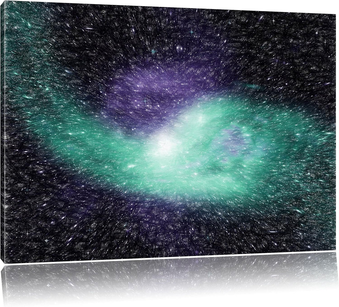 Pixxprint Ferne Galaxie im Sternenstaub Kunst Buntstift Effekt, Format: 100x70 auf Leinwand, XXL rie