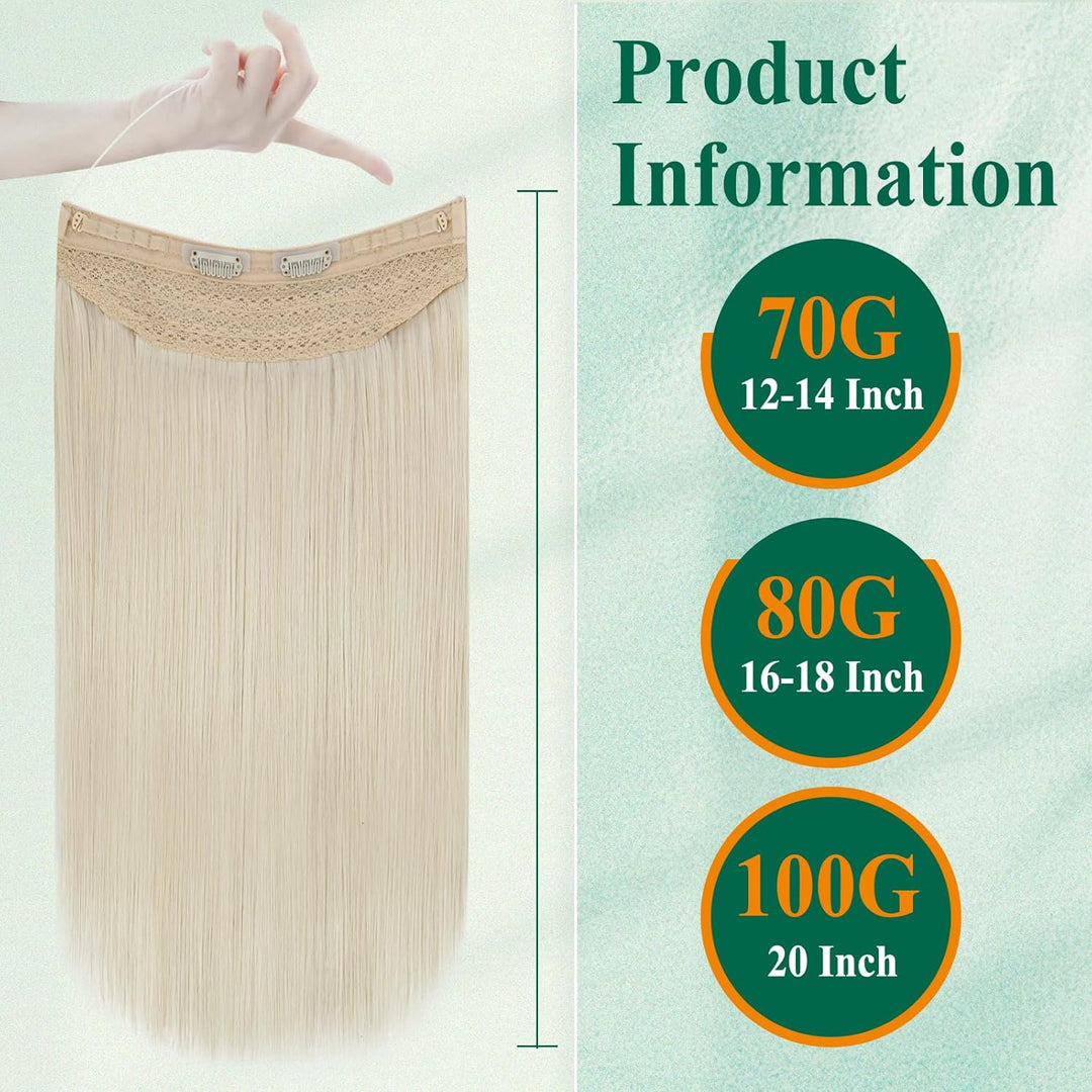 Easyouth Draht on Human Haar Remy Extensions Echthaar mit Draht 78g 40 cm Farbe Platinblond Secret W