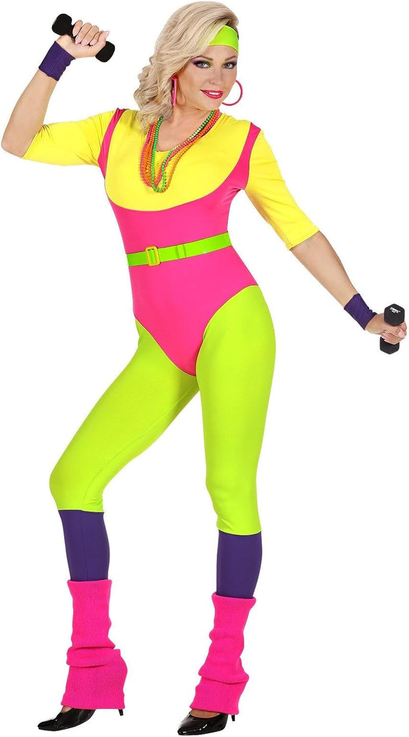 "80s AEROBICS INSTRUCTOR" (jumpsuit, belt, sweatband, wristbands) - (M), M