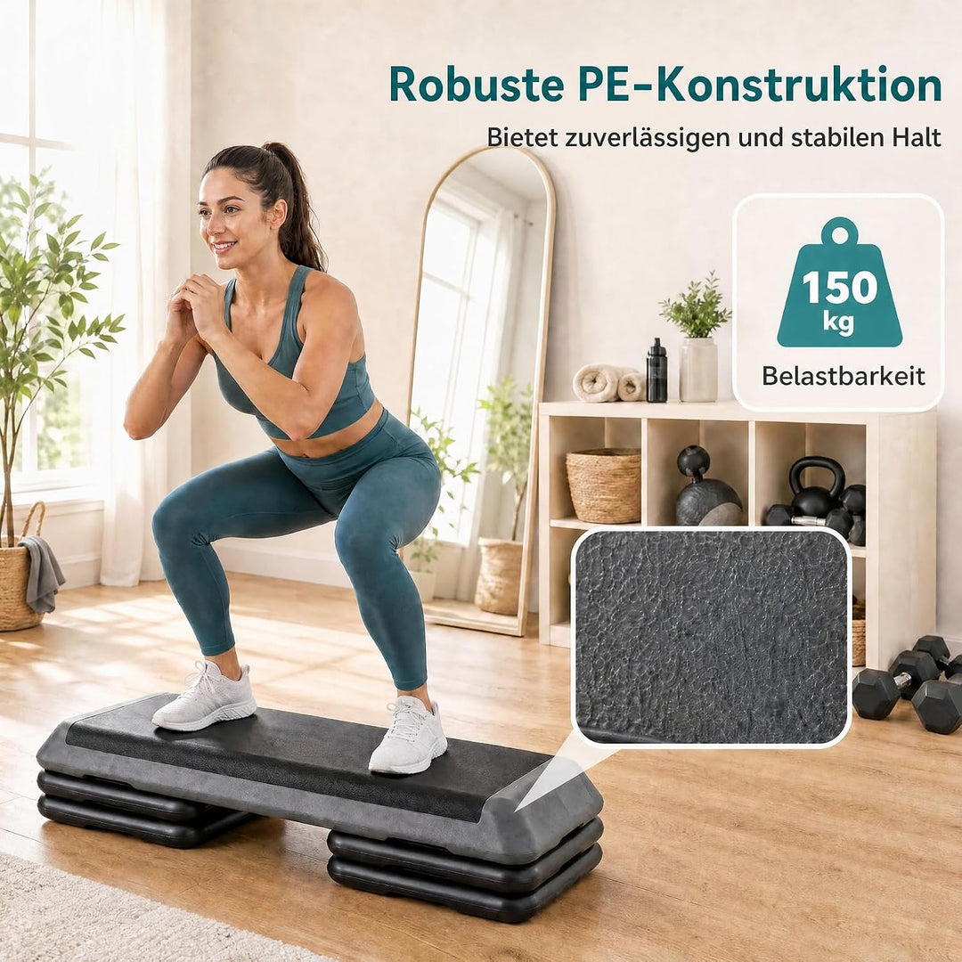 GYMAX Steppbrett Professional, 3 - Fach höhenverstellbar | Aerobic Stepper mit rutschfester Oberfläc
