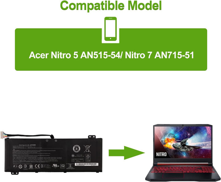 SwarKing Ersatz Laptop Akku Kompatibel mit Acer Nitro 5 AN517-51 AN515-54 AN515-55 AN515-43 Nitro 7