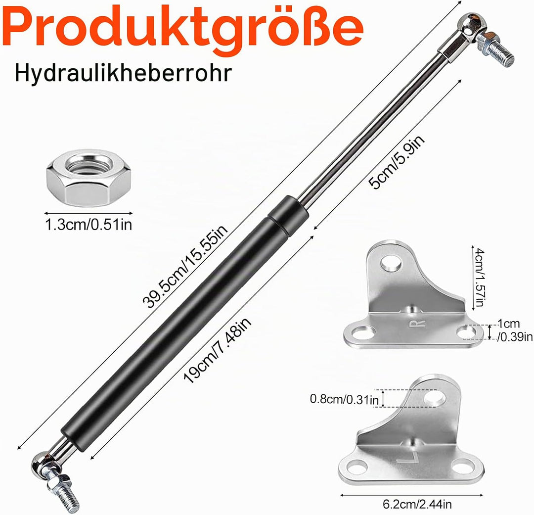2 Stück Gasdruckfeder, 380mm 245n Gasdruckdämpfer 25KG Schwerlast Gasfeder Stossdämpfer Gasdruckfede