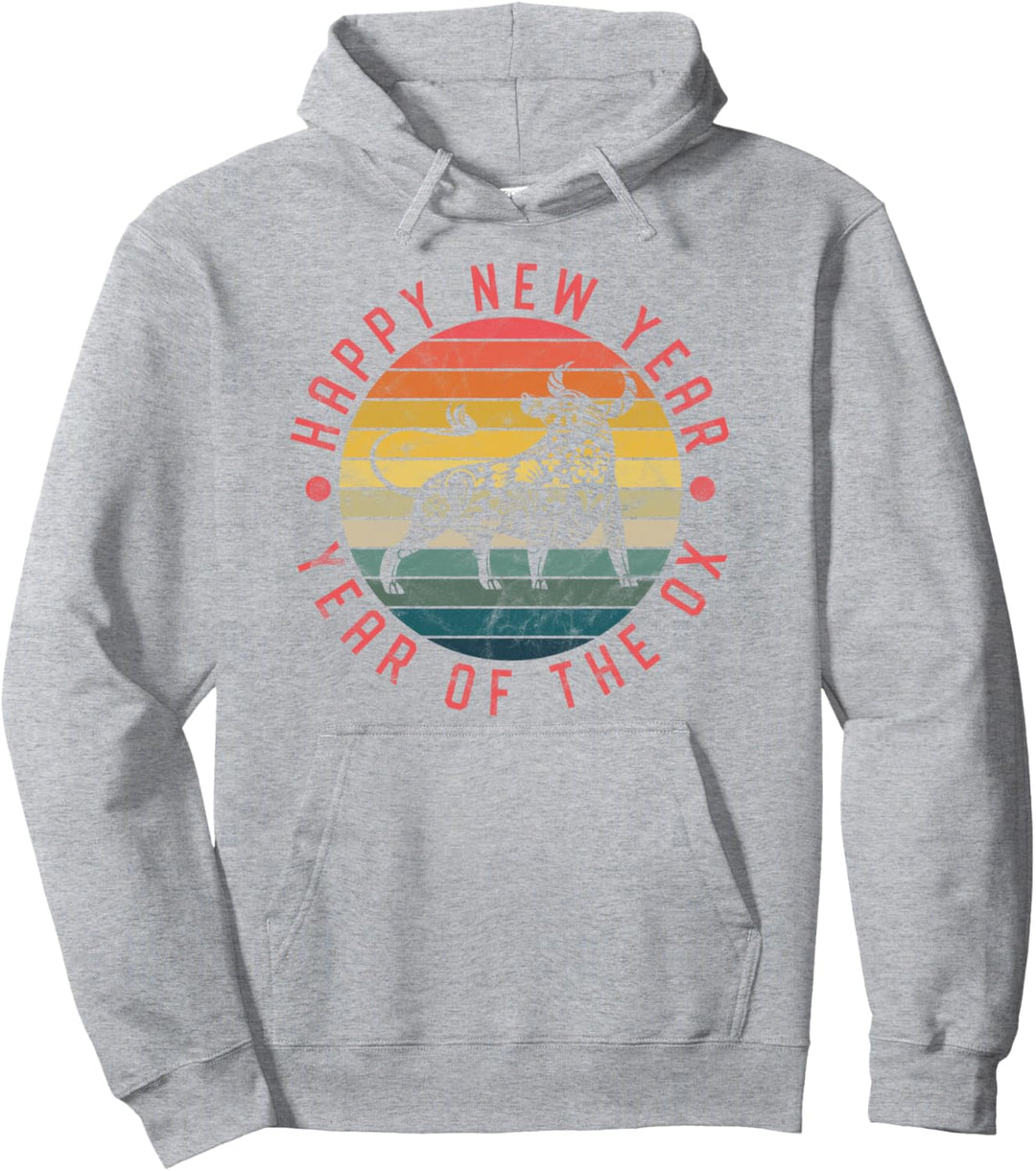 Frohes chinesisches Neujahr Sternzeichen Jahr des Ochsen 202 Pullover Hoodie