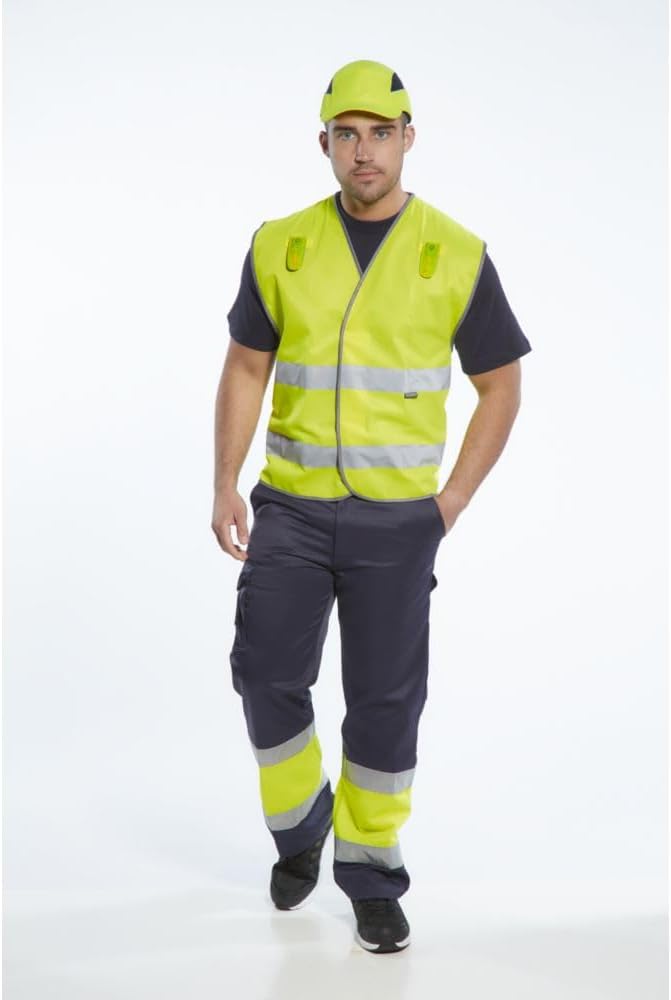 Portwest 2-farbige Warnschutz-Combat Hose, Grösse: M, Farbe: Gelb/Marine, E049YNRM