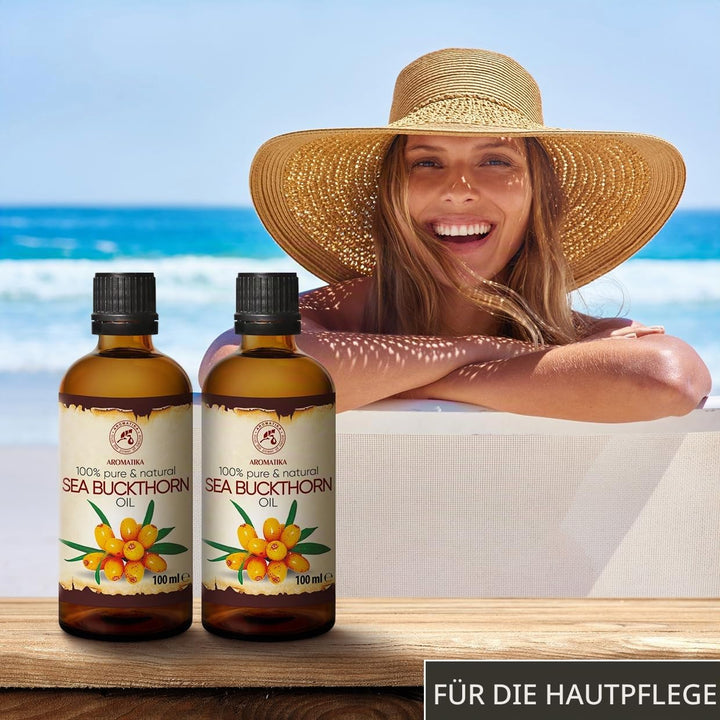 Sanddornöl 200ml - Hippophae Rhamnoides - 2x100ml - Kaltgepresst - Sanddorn Öl - Sea Buckthorn Oil -