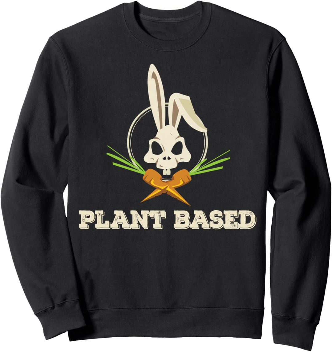 Cooles Vegan Vegetarier Plant Based T-Shirt Hasen Totenkopf Sweatshirt