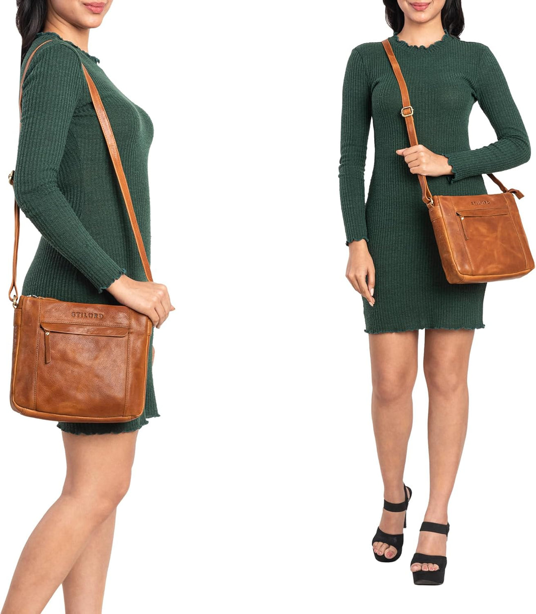 STILORD "Terra Ledertasche Damen Umhängetasche Vintage Handtasche für Frauen Klassische Schultertasc