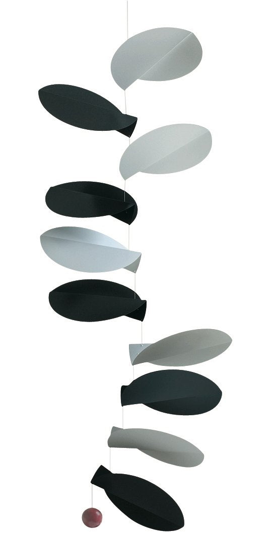 Flensted Turning Leaves, Black & White Mobiles, Folie, Schwarz-Weiss, 80cm