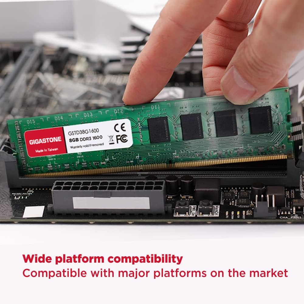 [DDR3 RAM] Gigastone Desktop RAM 8GB DDR3 Ram 8GB DDR3-1600MHz PC3-12800 CL11 1.5V UDIMM 240 Pin/Pol