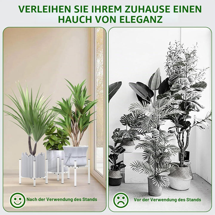 2 Stück Moderne Eisen-Pflanzenständer für den Innen- und Aussenbereich, Keramik, 20-30,5 cm, Garten,