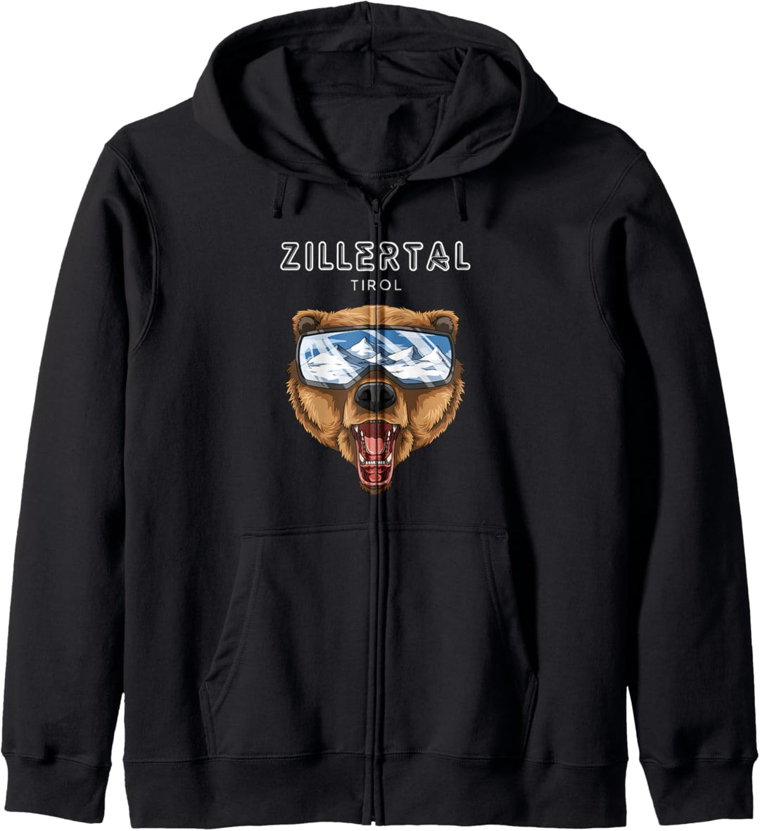 Zillertal Tirol Österreich Retro Ski Grizzly Bär Kapuzenjacke