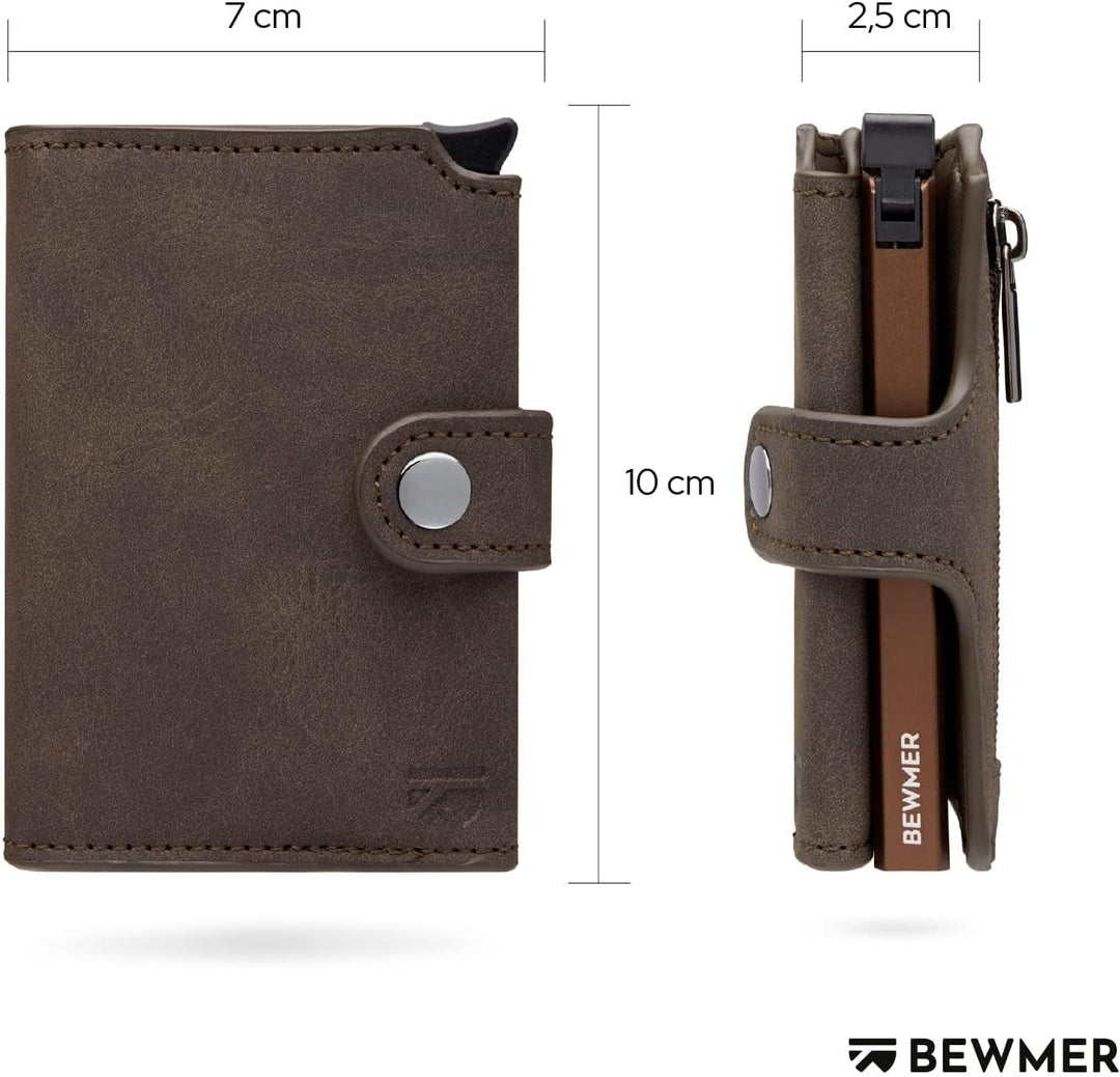 BEWMER 2 Shielded | Herren und Damen Slim Wallet mit RFID-Schutz Anti-Cloning | Kartenetui mit Münzf