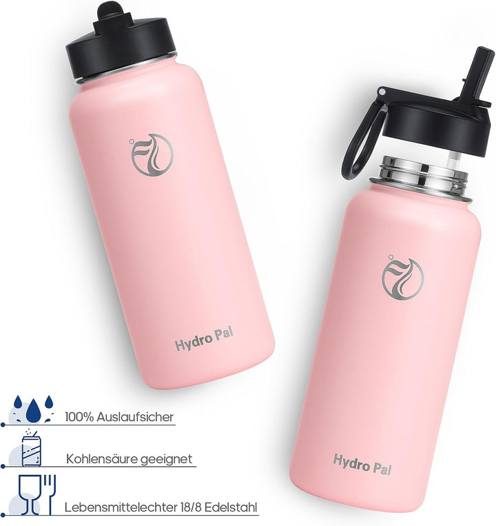 HydroPal Edelstahl Trinkflasche - 750ml, 1L, 1,2L, BPA-Frei, Kohlensäure geeignet, Isolierte Thermos
