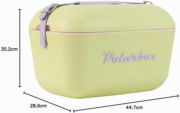 Polarbox Klassische Retro Vintage Kühlbox für Camping, Picknick, Strand, 20 l, Limette/Lila, Limette