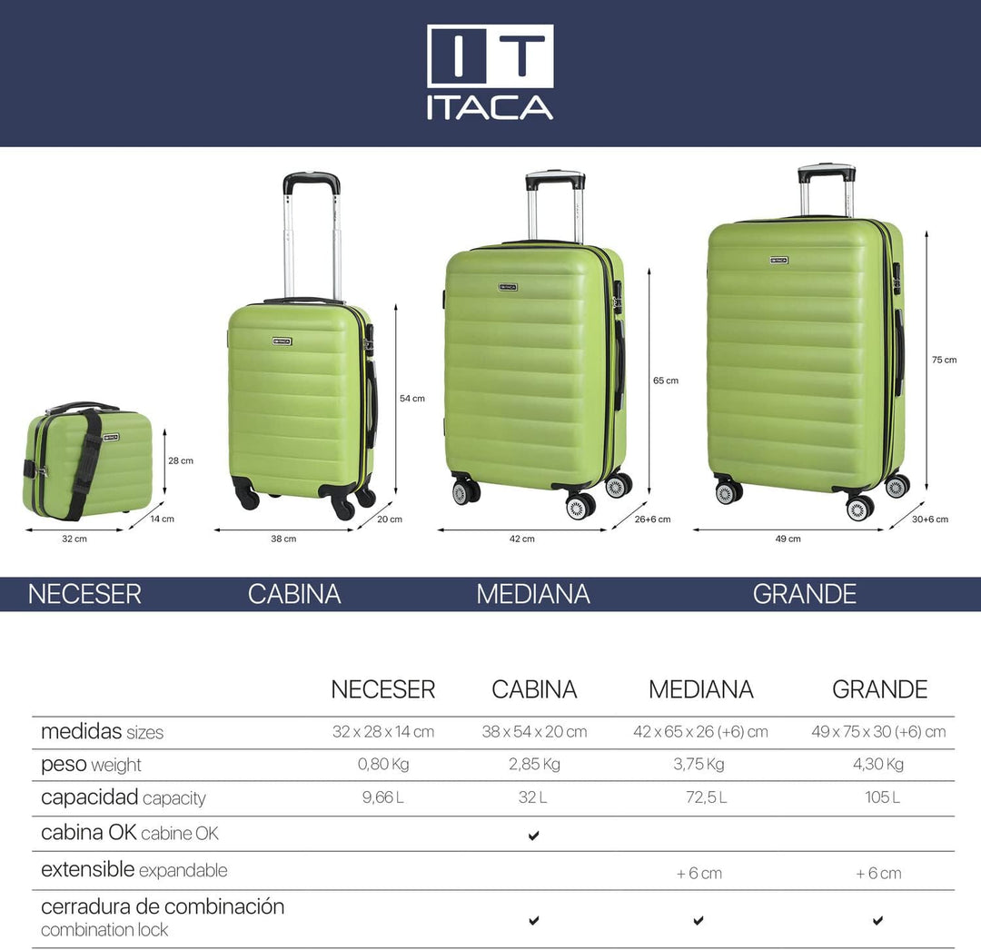 ITACA - Trolley Handgepäck Cabin Trolley Koffer Reisekoffer Hartschalenkoffer mit Zahlenschloss - Ka