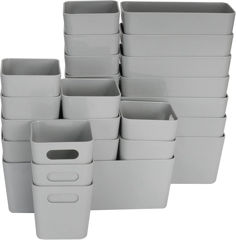 22 Teile Organizer Set - 10 cm hoch - in 3 Grössen - grau - Schubladeneinsatz - passend für Schublad