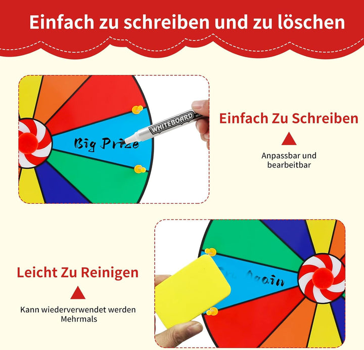 Glücksrad zum Drehen, 30cm Glücksrad zum Selbstgestalten, 12 Slots gluecksrad gluecksrad, Glücks Spi