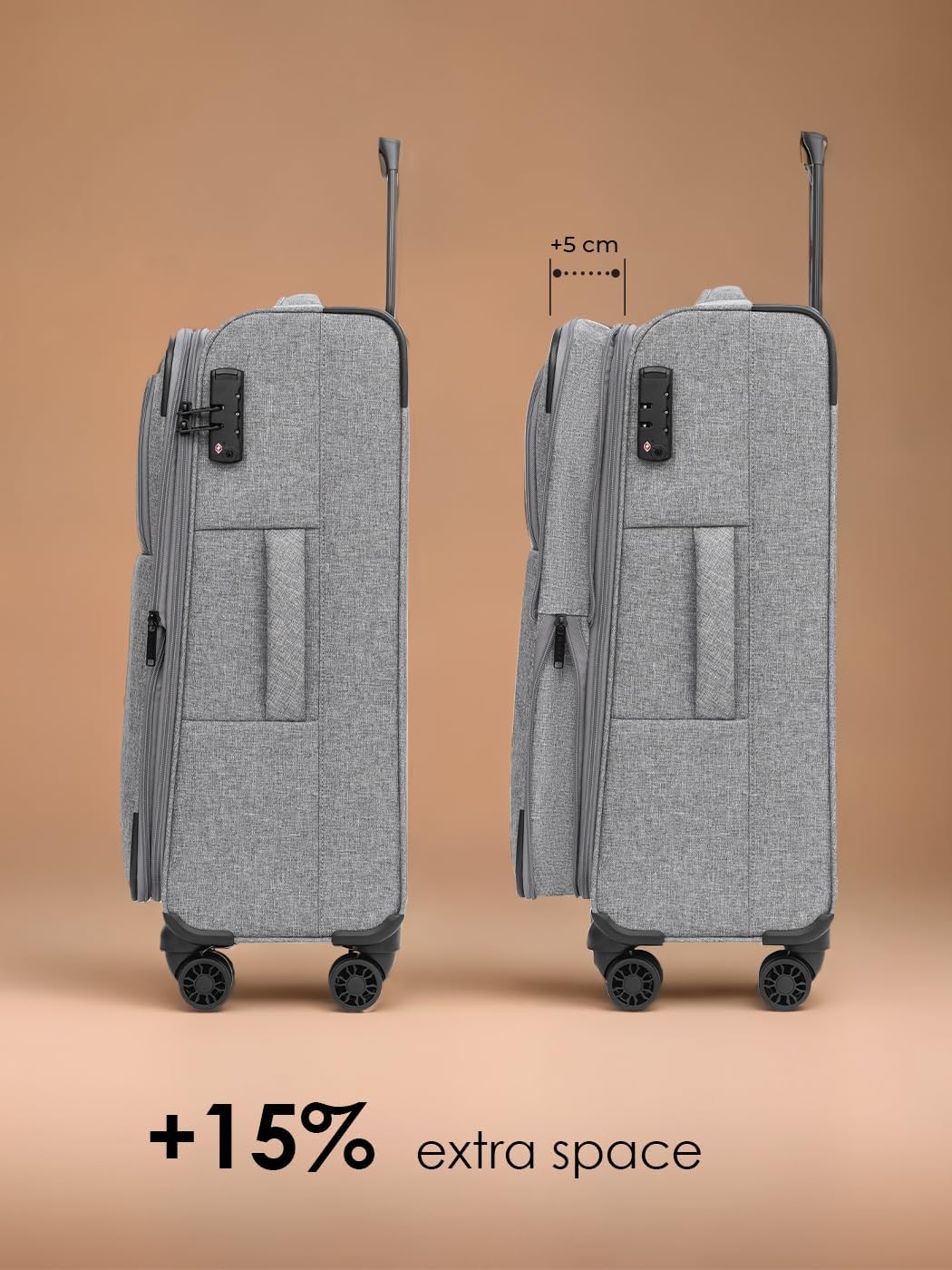 REDOLZ MEDIUM Weichschalen Koffer für Männer & Frauen | Leichter Trolley 67 cm mit 4 Doppelrollen &