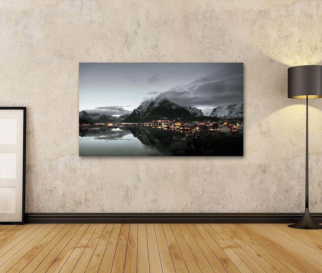 islandburner Bild auf Leinwand Sonnenuntergang In Reine Village Lofoten Norwegen Bilder Wandbilder P