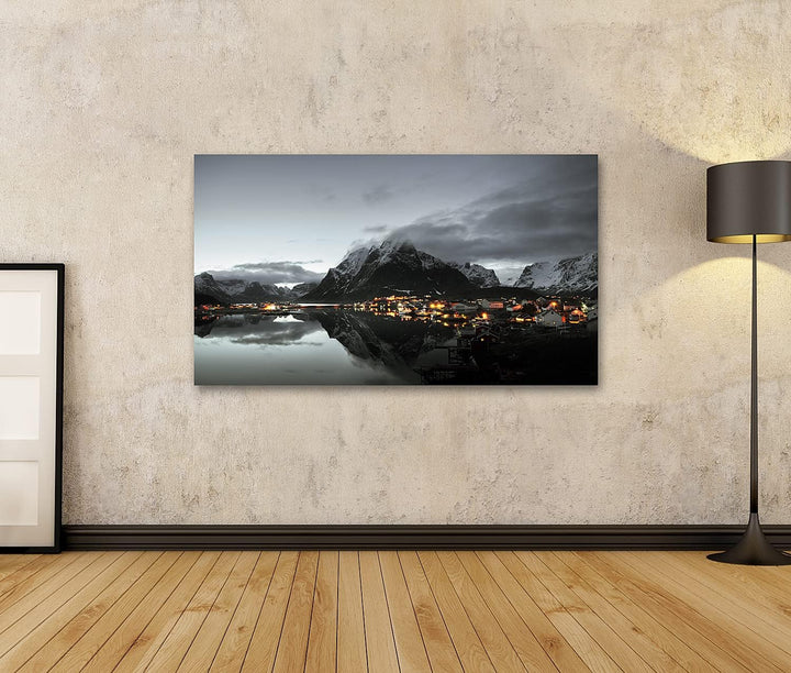 islandburner Bild auf Leinwand Sonnenuntergang In Reine Village Lofoten Norwegen Bilder Wandbilder P